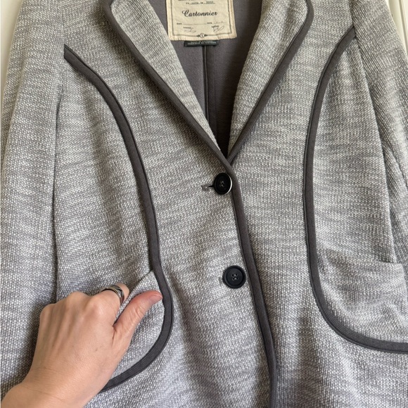 Cartonnier Jacket Beckett Piped Button Front Gray Jacket Size Small - Picture 3 of 10